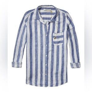 LIKE NEW SCOTCH AND SODA MAISON SCOTCH STRIPED LINEN BEACH SHIRT